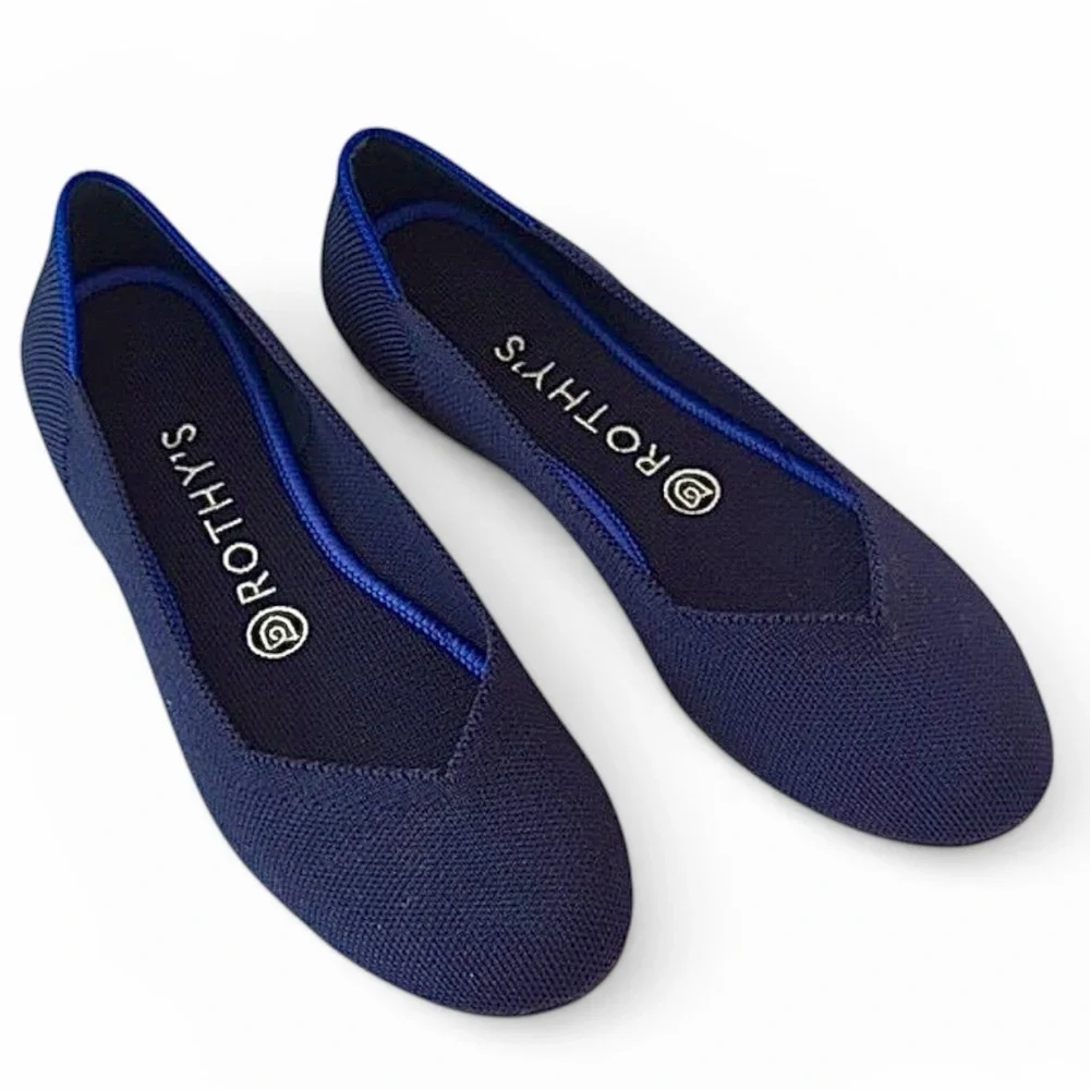 Rothy's Blue Textured Flat Round Toe Comfortable Ballet Style Shoes 9